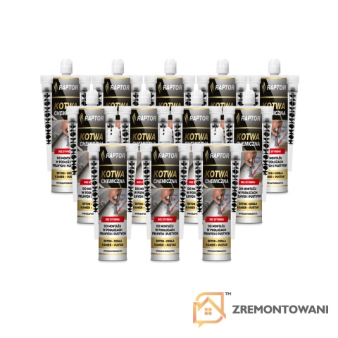 Kotwa chemiczna RAPTOR 300ml ZESTAW 12 szt Kotwa chemiczna RAPTOR 300ml ZESTAW 12 szt