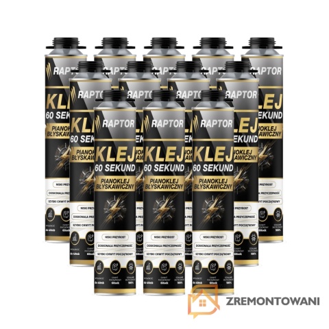 Piano-klej do styropianu RAPTOR 60 SEKUND 750 ml ZESTAW 12szt Piano-klej do styropianu RAPTOR 60 SEKUND 750 ml ZESTAW 12szt
