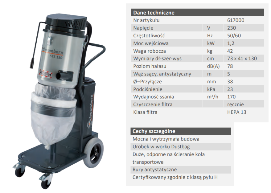 STS 130 odkurzacz przemysłowy wynajem Gdynia