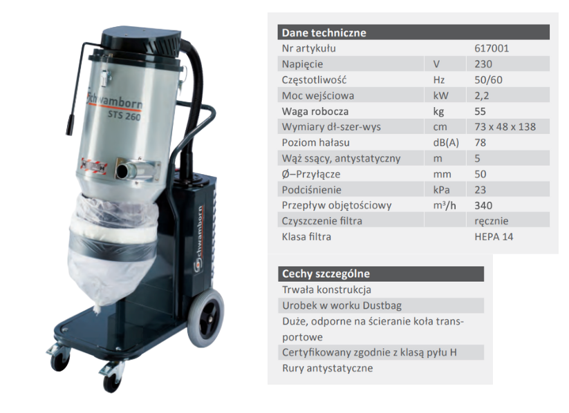 STS 260 odkurzacz przemysłowy wynajem Gdynia