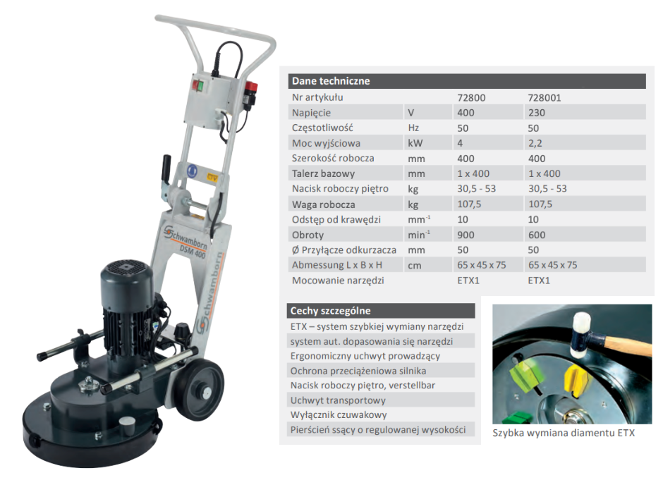 DSM 400 szlifierka wynajem Gdynia
