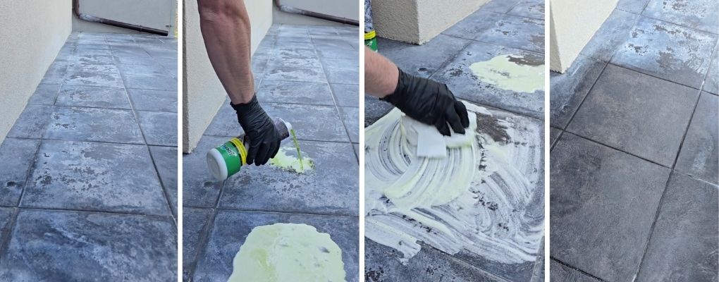 Czyszczenie płytek na tarasie z osadu